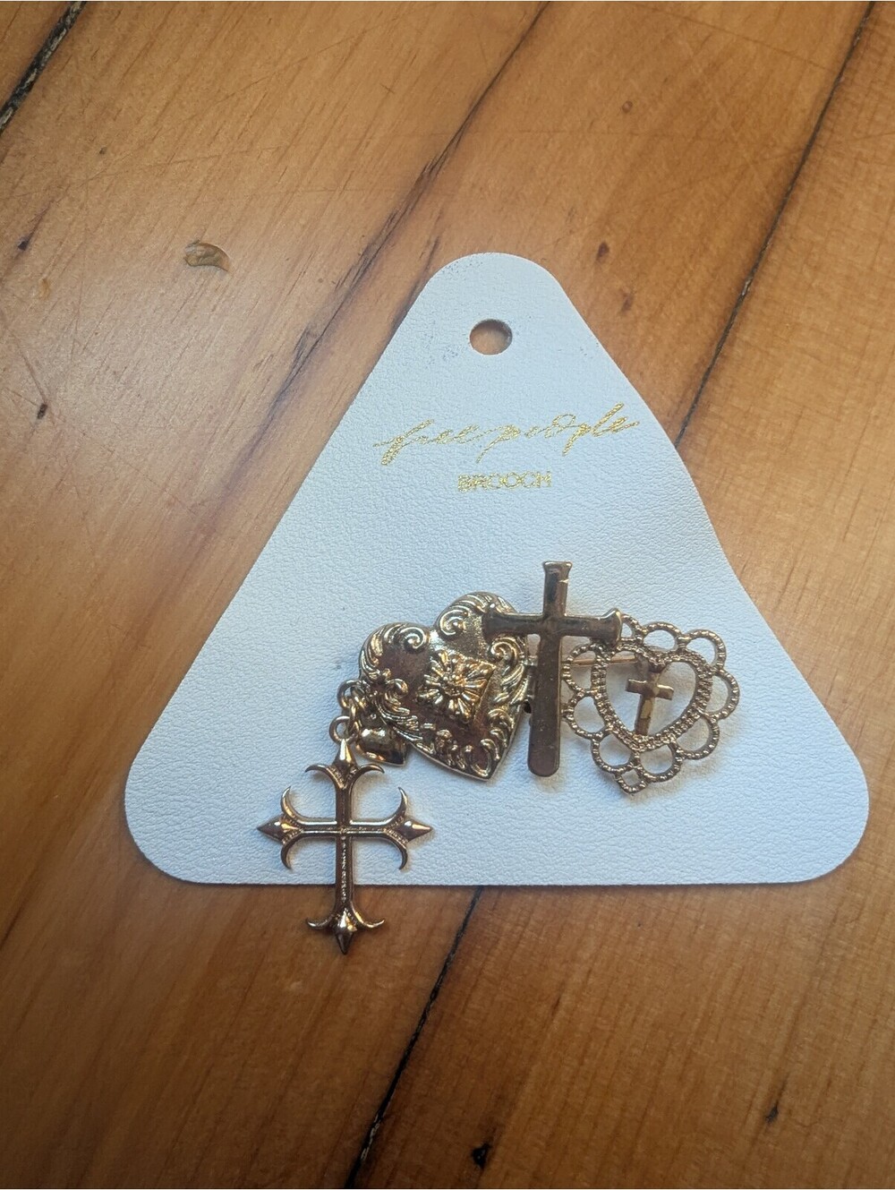FREE PEOPLE HARMONY BROOCH WITH CROSS CHARMS NWOT